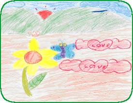 Love flower children's drawing